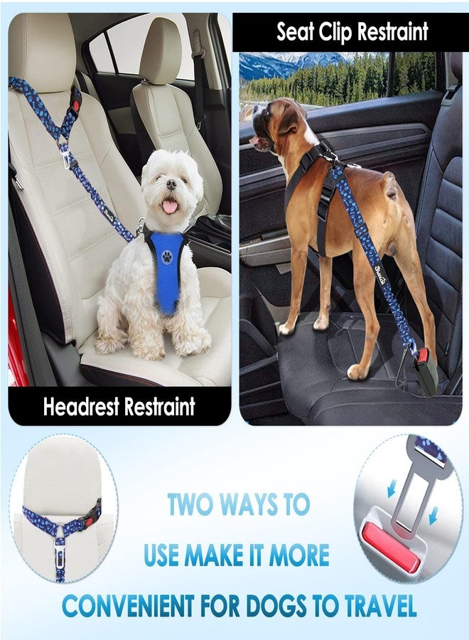 Lukovee Dog Seatbelt Leash for Cars, 2 Pack Pet Safety Car Seat Belt with Adjustable Buckle & Reflective Bungee, Connect Dog Harness in Vehicle Car Dogs Restraint Travel Daily Use (Blue Paw) - Image 3